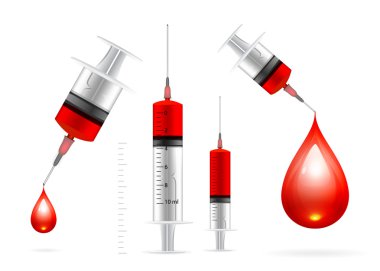 Blood drop and syringe