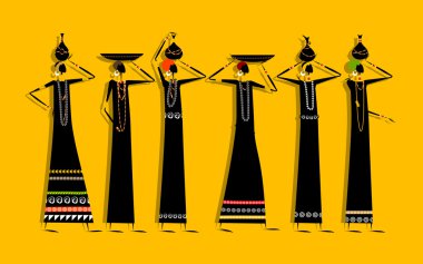 Ethnic women with jugs for your design clipart