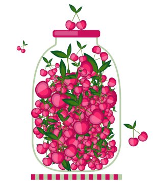 Bank with cherry jam for your design clipart