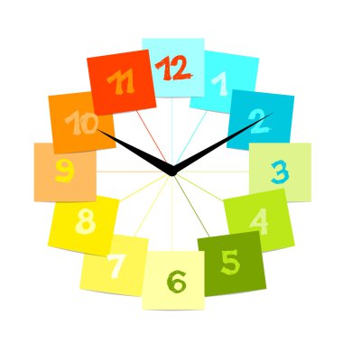 Creative clock design with stickers for your text clipart