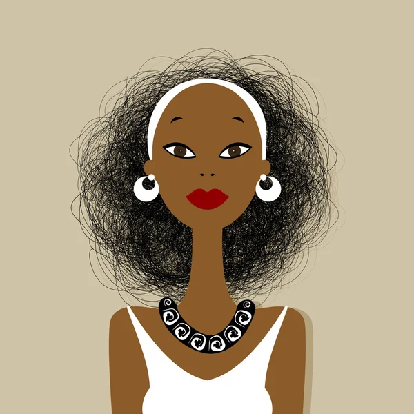 Μαύρη γυναίκα πρόσωπο για το σχέδιό σας — Διανυσματικό Αρχείο