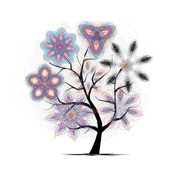 Arbre d'art floral pour votre design — Image vectorielle