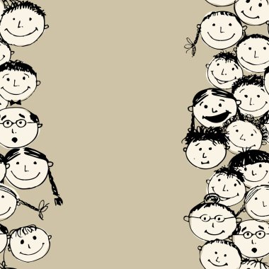 Crowd of funny peoples, seamless background for your design clipart