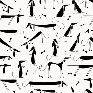 Funny black dogs, seamless background for your design clipart