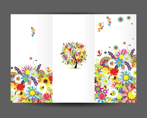 Cartão postal de aniversário, capa e página interna. Design para a sua impressão — Vetor de Stock