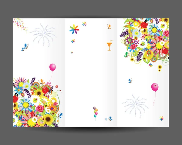 Tarjeta postal de cumpleaños, portada y página interior. Diseño para su impresión — Vector de stock