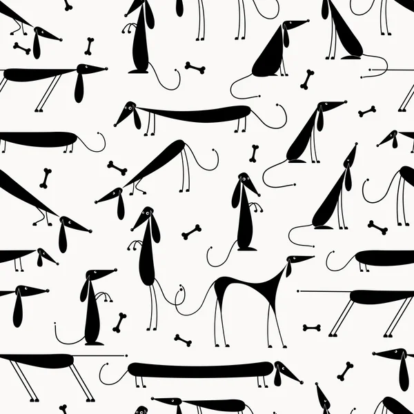 Divertenti cani neri, sfondo senza soluzione di continuità per il vostro disegno — Vettoriale Stock