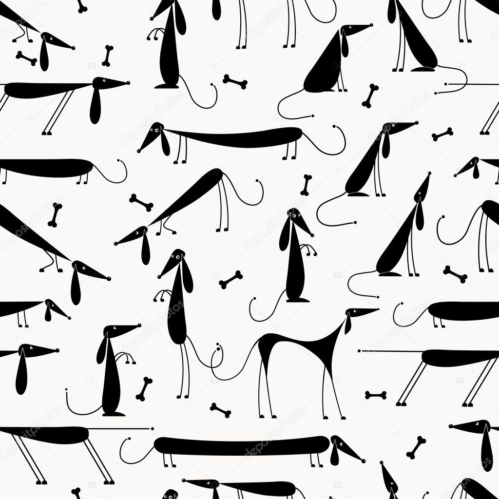 Funny black dogs, seamless background for your design