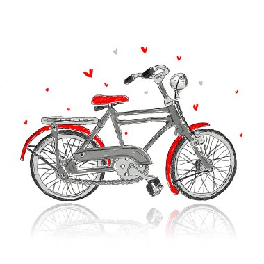 Sketch of old bicycle for your design clipart