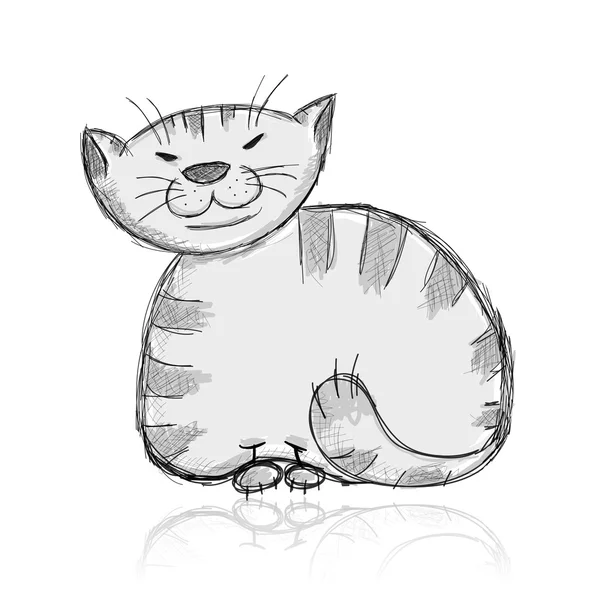 Croquis de drôles de gros chat pour votre conception — Image vectorielle