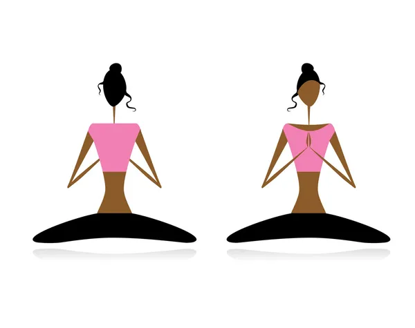 Lotus poz. Kadınlar Yoga uygulamak — Stok Vektör