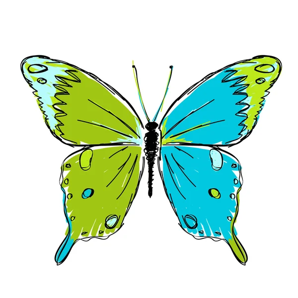 あなたのデザインのための蝶のスケッチ — ストックベクタ