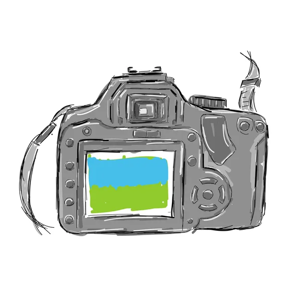 Schizzo della fotocamera per il tuo design — Vettoriale Stock