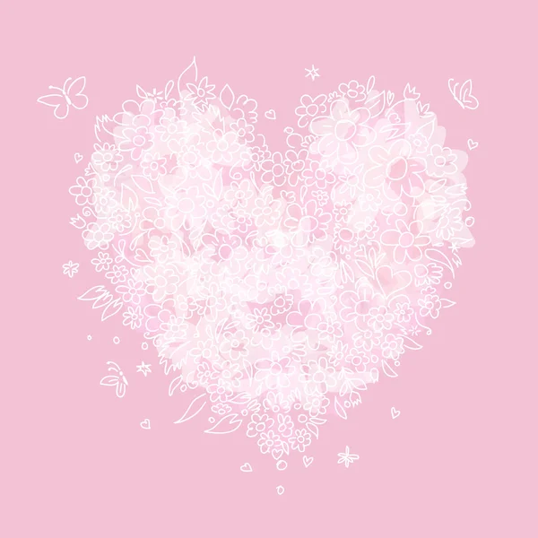 Schets van floral hart vorm voor uw ontwerp — Stockvector