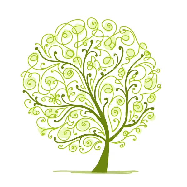 Δέντρο τέχνη πράσινο για το σχέδιό σας — Διανυσματικό Αρχείο