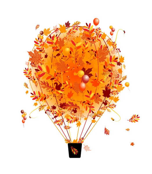 秋のシーズン コンセプトは、あなたのデザインのための葉を持つ、熱気球 — ストックベクタ