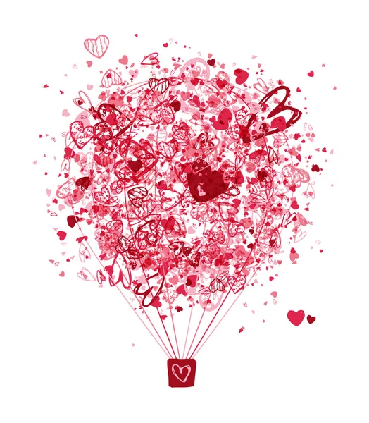 Lucht liefde concept, ballon met hart voor uw ontwerp — Stockvector