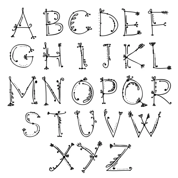 Bosquejo de alfabeto floral para su diseño — Archivo Imágenes Vectoriales