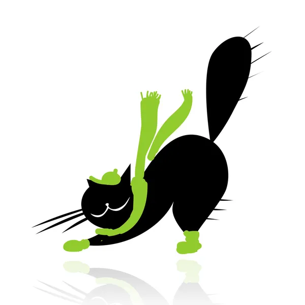 Rolig svart katt i modekläder för din desing — Stock vektor