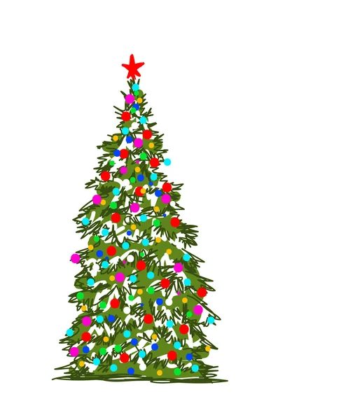 Kerstboom, abstracte schets voor uw ontwerp — Stockvector
