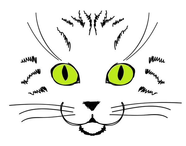 Ładny kot twarz, rysunek do projektowania — Wektor stockowy