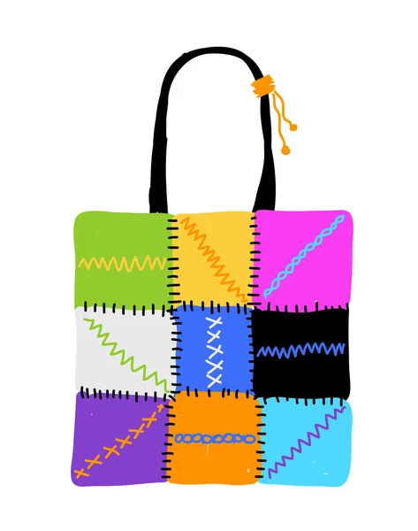 Shopping bag design, hand drawn sketch — Stock Vector