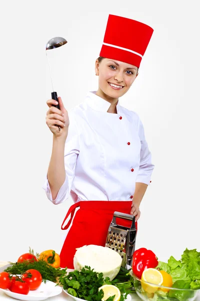 Üniformalı genç aşçı portresi — Stok fotoğraf