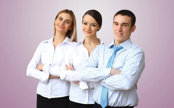 Três jovens empresários bem sucedidos juntos — Fotografia de Stock