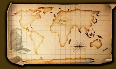 Old paper world map clipart