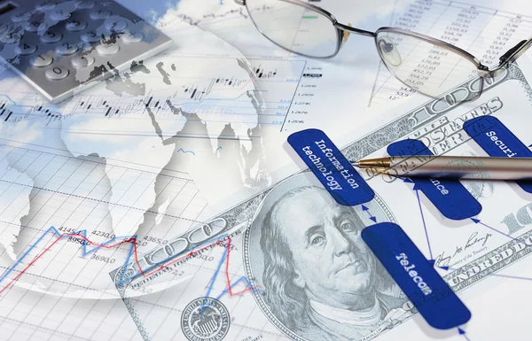 財政およびビジネスのチャートやグラフ — ストック写真