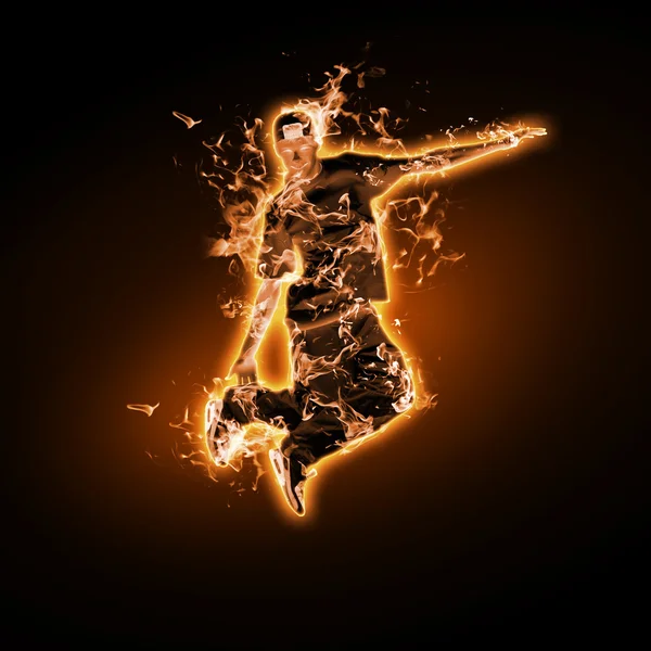 Bailarina de fuego contra fondo negro —  Fotos de Stock
