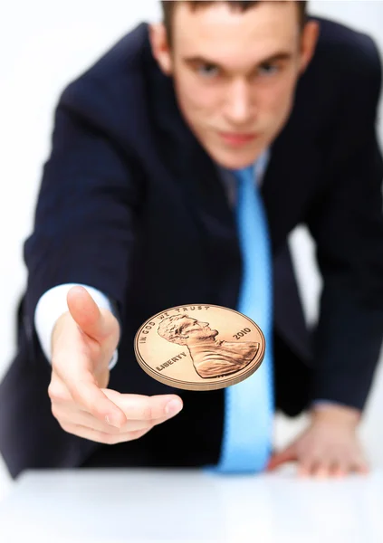 Münze als Symbol für Risiko und Glück — Stockfoto