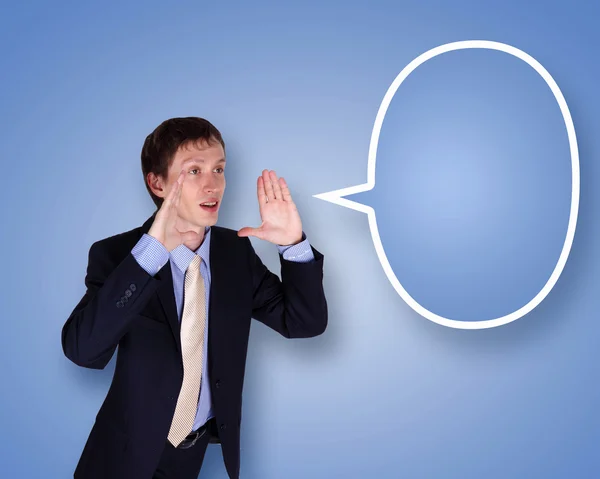 Businessman in suit talking and shouting — Stock Photo, Image