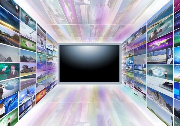 Televize s plochou obrazovkou — Stock fotografie