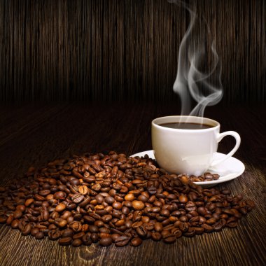 Coffee beans and white cup clipart