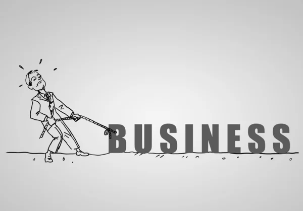 Drawing of businessman with letters — Stock Photo, Image
