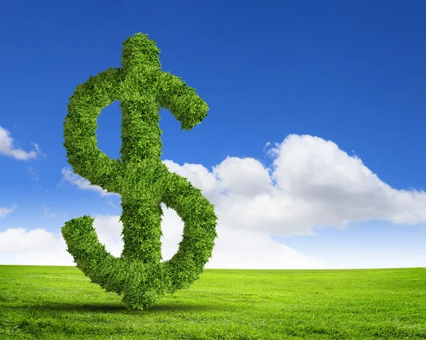 Grönt gräs oss dollar symbol — Stockfoto