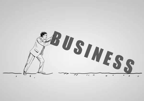 Drawing of businessman with letters — Stock Photo, Image