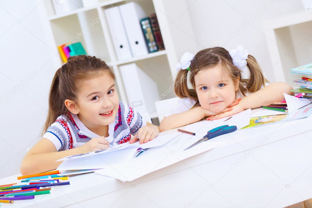 Little Girl And Study Stock Photo By ©sergeynivens 11167764