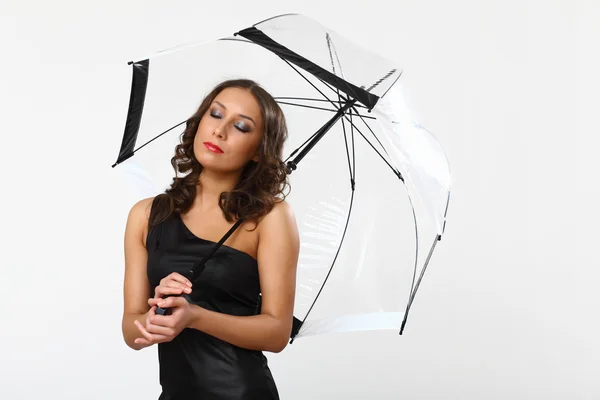 Portrait of young woman with umbrella — Stock Photo, Image