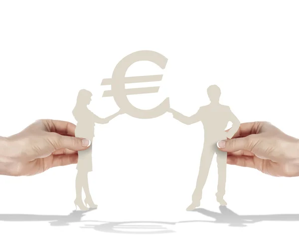 Mänskliga figurer med en euro mark — Stockfoto