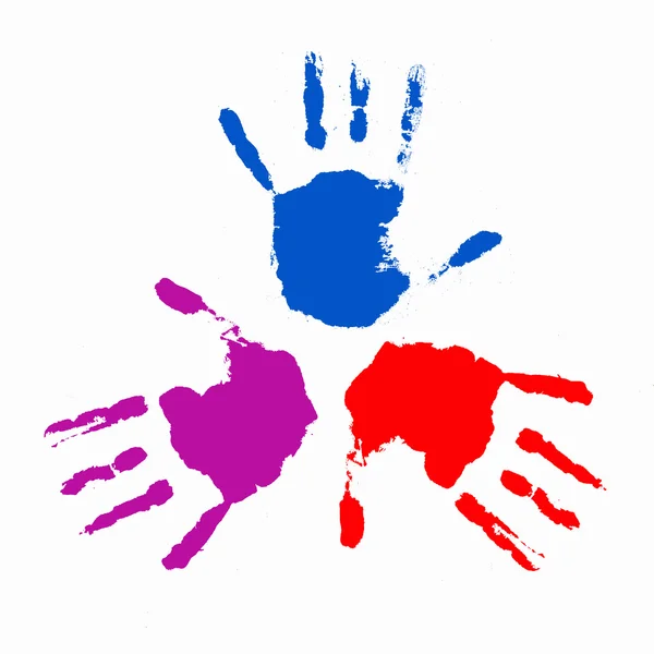 Πολύχρωμες αφίσες του ανθρώπινα χέρια — Φωτογραφία Αρχείου