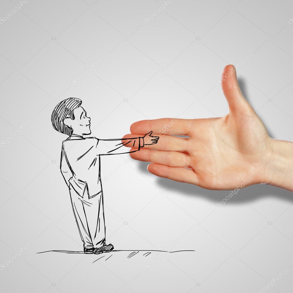 Man shaking human hand