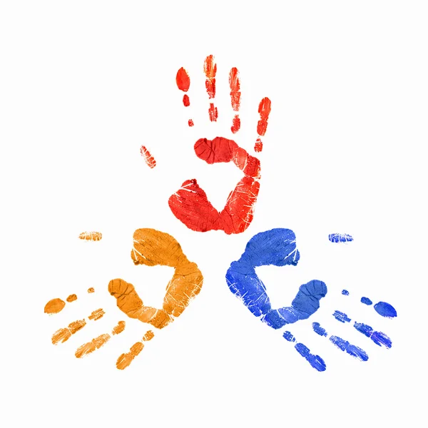 人类的手的彩色打印 — 图库照片