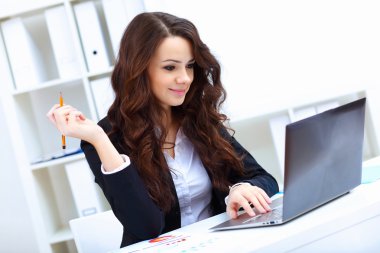 Young busines woman with notebook clipart