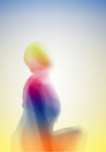 Weibliche Silhouette vor farbigem Hintergrund — Stockfoto