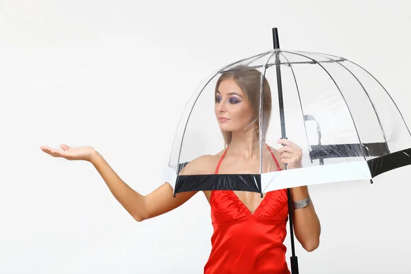 伞的年轻女人的肖像 — 图库照片