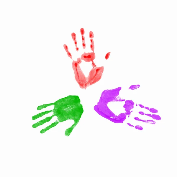 Цветные отпечатки человеческих рук — стоковое фото