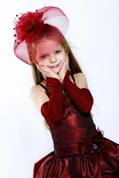 Klein meisje in mooie jurk — Stockfoto