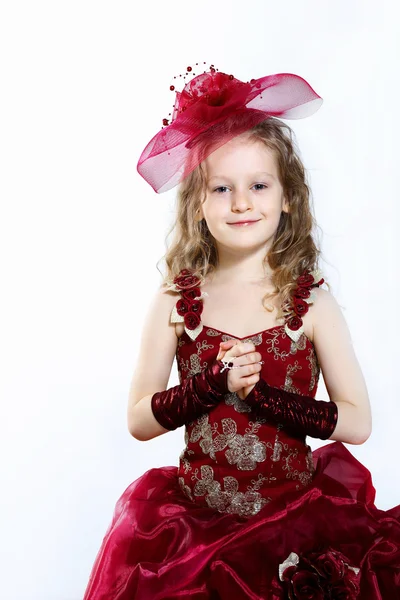 Klein meisje in mooie jurk — Stockfoto